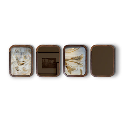 SET MARCOS LUCCA MARMOLLI BLANCO + ESPEJO BRONCE