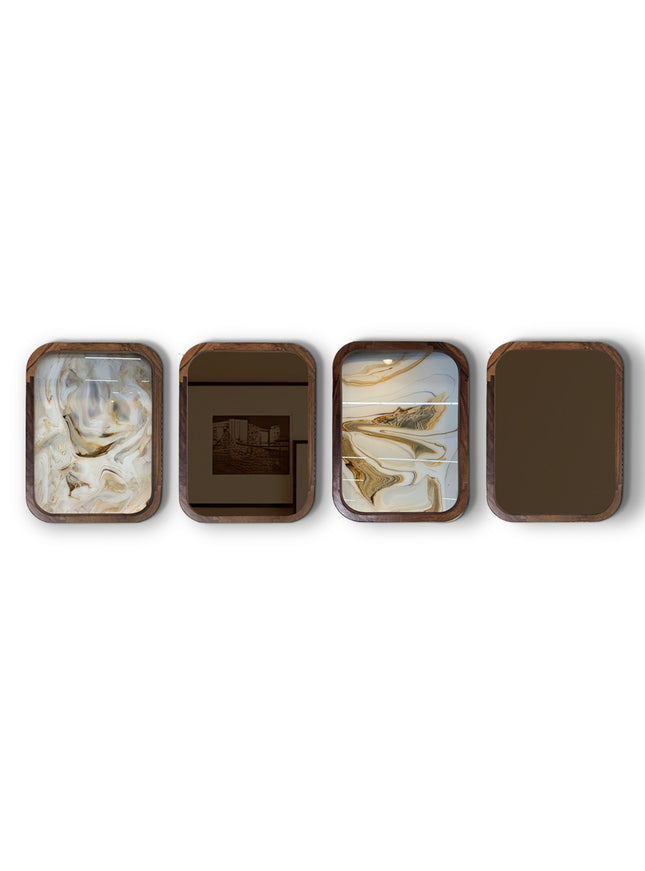 SET MARCOS LUCCA MARMOLLI BLANCO + ESPEJO BRONCE