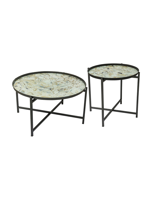 SET MESAS LATERALES DE METAL "TIJERA" 2 PZAS