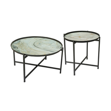 SET MESAS LATERALES DE METAL "TIJERA" 2 PZAS