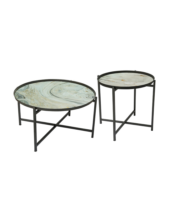 SET MESAS LATERALES DE METAL "TIJERA" 2 PZAS