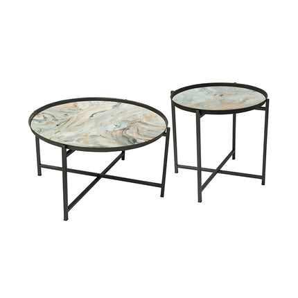 SET MESAS LATERALES DE METAL "TIJERA" 2 PZAS