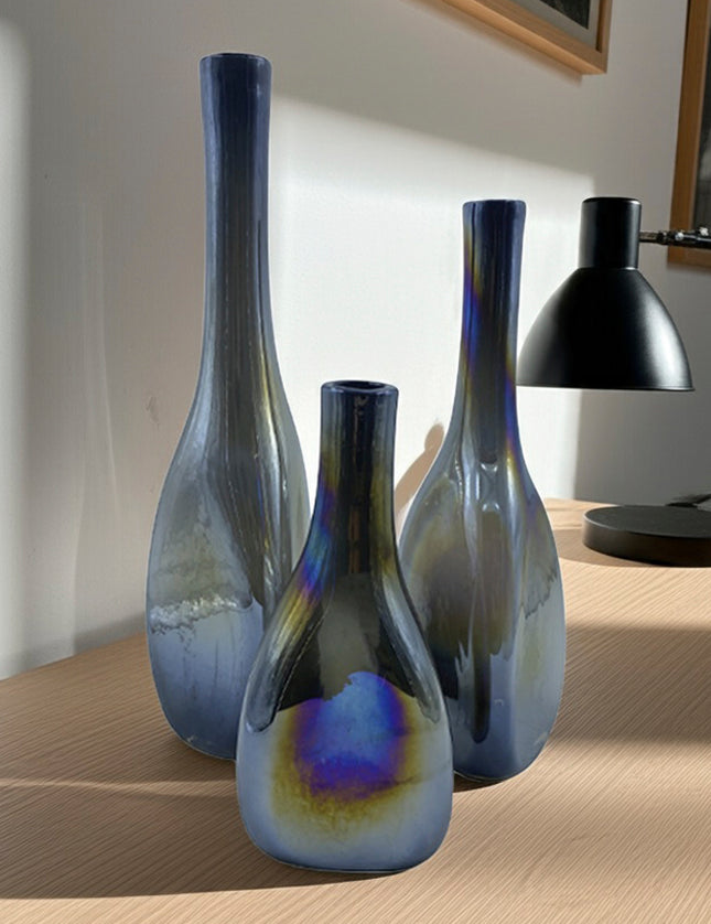 SET JARRONES TRIANGULAR LUSTRE 3 PZAS