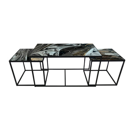 SET MESAS DE CENTRO DE METAL "TRÍO CUBA" 3 PZAS