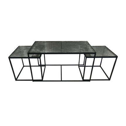 SET MESAS DE CENTRO DE METAL "TRÍO CUBA" 3 PZAS