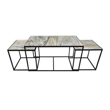 SET MESAS DE CENTRO DE METAL "TRÍO CUBA" 3 PZAS