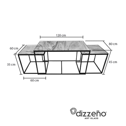 SET MESAS DE CENTRO DE METAL "TRÍO CUBA" 3 PZAS