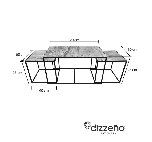 SET MESAS DE CENTRO DE METAL "TRÍO CUBA" 3 PZAS