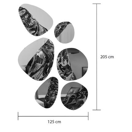 SET ESPEJOS TUTTI 6 PZAS RESINA ARK NOCHE DORADA + ESPEJO