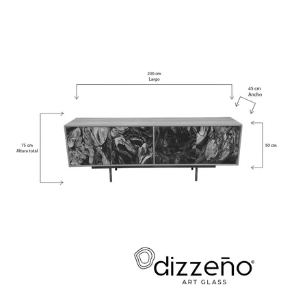 CREDENZA DE PAROTA "VENETTI" ARK NOCHE PLATEADA CON ORO