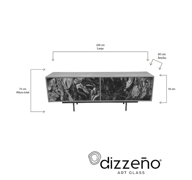 CREDENZA DE PAROTA "VENETTI" ARK NOCHE PLATEADA CON ORO