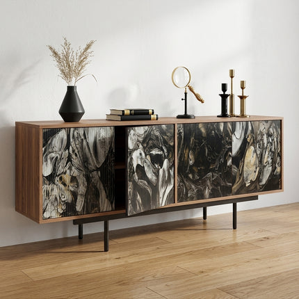 CREDENZA DE PAROTA "VENETTI" ARK NOCHE PLATEADA CON ORO