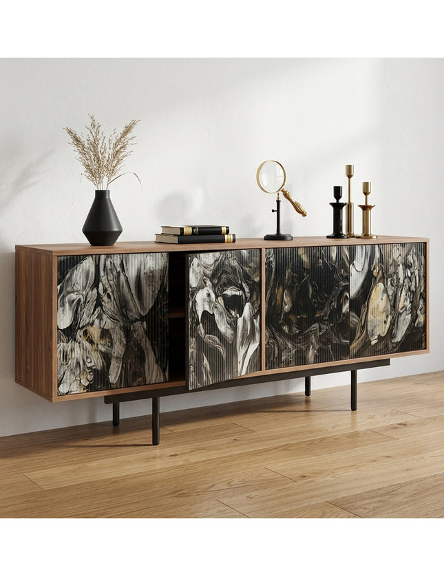 CREDENZA DE PAROTA "VENETTI" ARK NOCHE PLATEADA CON ORO
