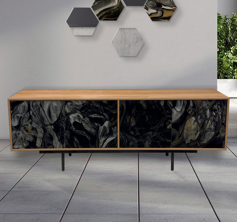 CREDENZA DE PAROTA "VENETTI" ARK NOCHE PLATEADA CON ORO
