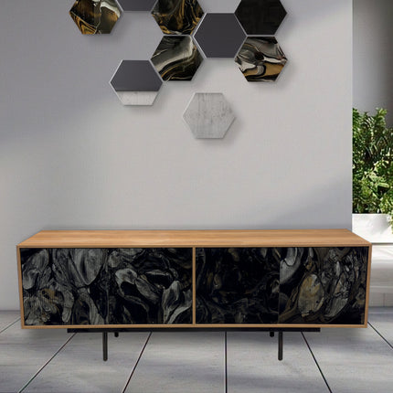 CREDENZA DE PAROTA "VENETTI" ARK NOCHE PLATEADA CON ORO