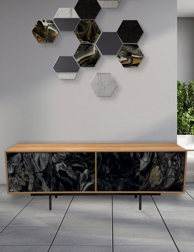 CREDENZA DE PAROTA "VENETTI" ARK NOCHE PLATEADA CON ORO