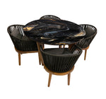 COMEDOR VICTORIA ARK NOCHE DORADA 120 CM CON 4 SILLAS DELHI
