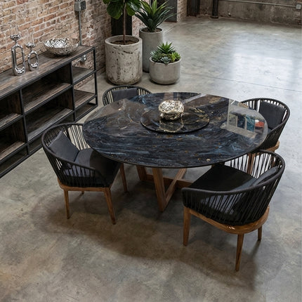 COMEDOR VICTORIA ARK NOCHE DORADA 160 CM CON 4 SILLAS DELHI