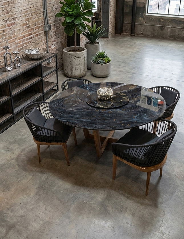 COMEDOR VICTORIA ARK NOCHE DORADA 160 CM CON 4 SILLAS DELHI