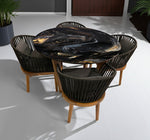 COMEDOR VICTORIA ARK NOCHE DORADA 120 CM CON 4 SILLAS DELHI