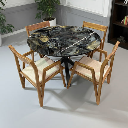 COMEDOR VICTORIA BASE DE METAL DENVER 120 CM CON 4 SILLAS DASSA