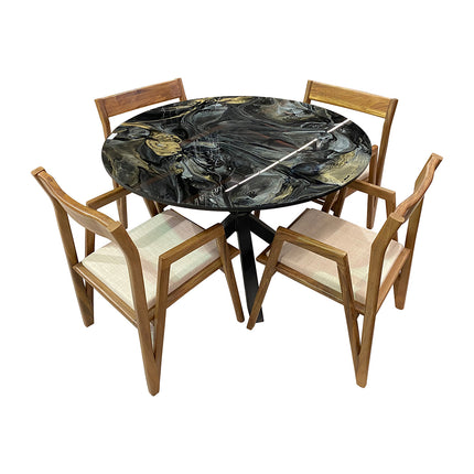 COMEDOR VICTORIA BASE DE METAL DENVER 120 CM CON 4 SILLAS DASSA