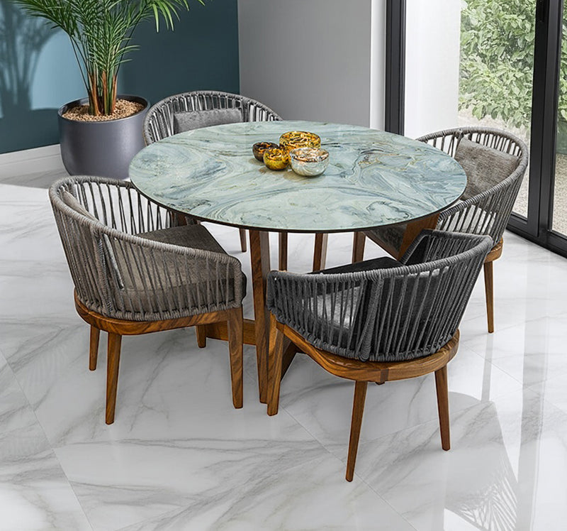COMEDOR VICTORIA ARK ORIGINAL 120 CM CON 4 SILLAS DELHI