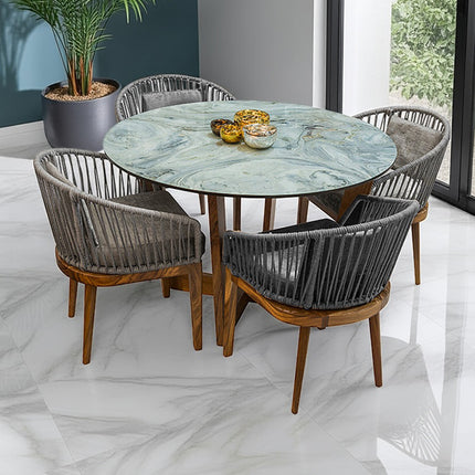 COMEDOR VICTORIA ARK ORIGINAL 120 CM CON 4 SILLAS DELHI