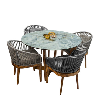COMEDOR VICTORIA ARK ORIGINAL 120 CM CON 4 SILLAS DELHI