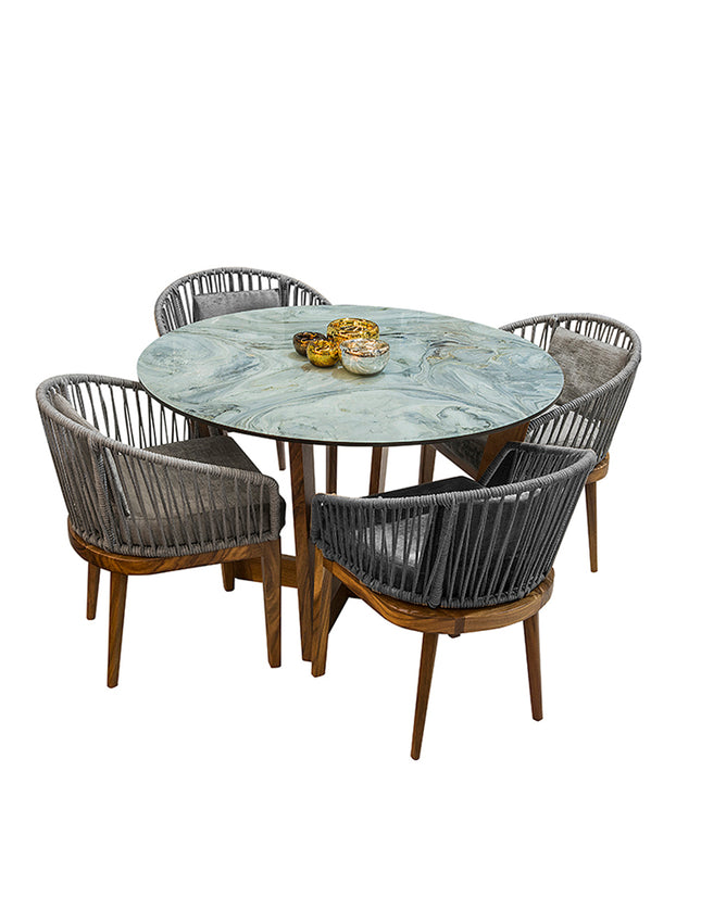 COMEDOR VICTORIA ARK ORIGINAL 120 CM CON 4 SILLAS DELHI