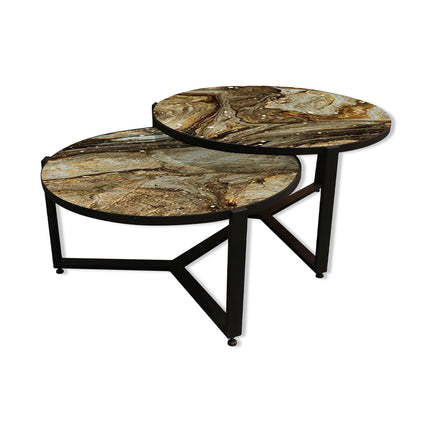 SET MESAS DE CENTRO DE METAL "YEMEN" 2 PZAS