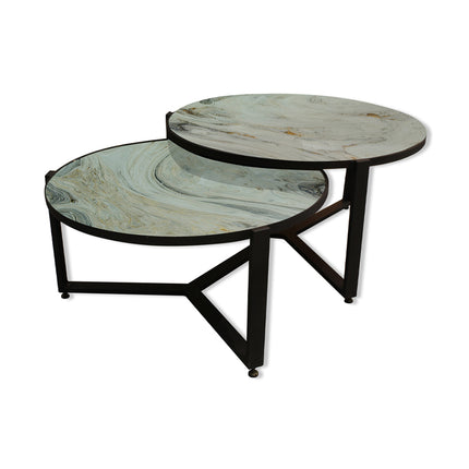 SET MESAS DE CENTRO DE METAL "YEMEN" 2 PZAS