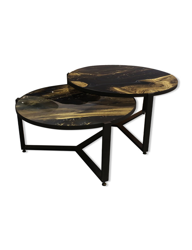 SET MESAS DE CENTRO DE METAL "YEMEN" 2 PZAS