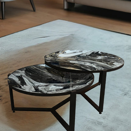 SET MESAS DE CENTRO DE METAL "YEMEN" 2 PZAS