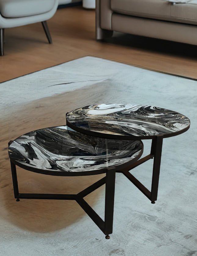 SET MESAS DE CENTRO DE METAL "YEMEN" 2 PZAS