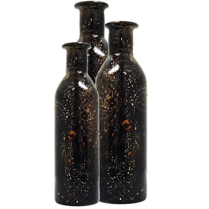 SET TRÍO BOTELLA MARTILLADA ARK NOCHE DORADA 3 PZAS