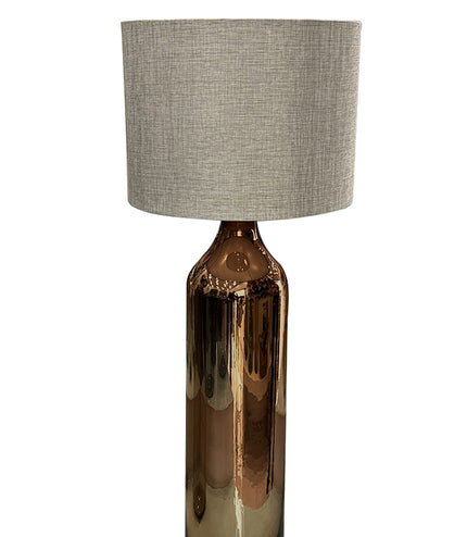 LÁMPARA INDONESIA GDE CHOCO CROMO PANTALLA GRIS