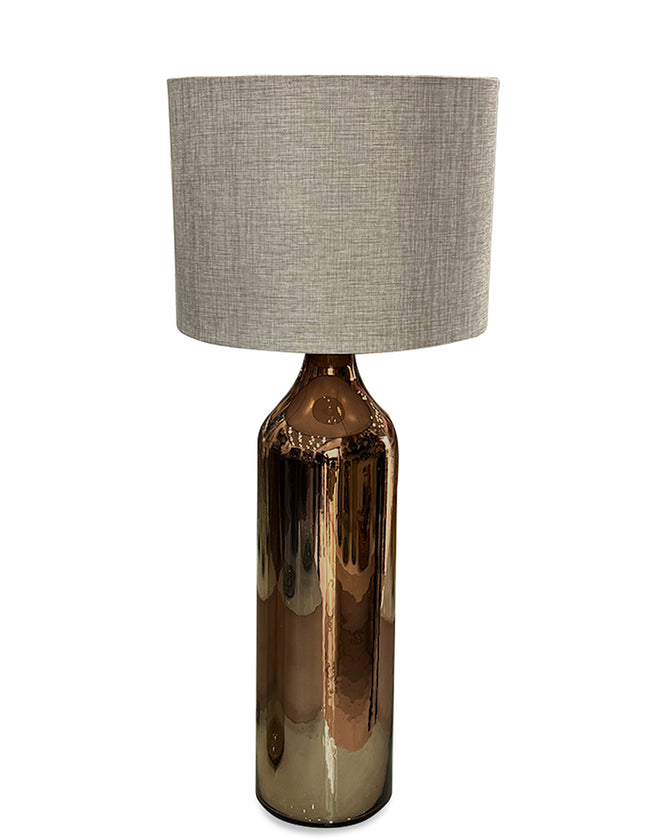 LÁMPARA INDONESIA GDE CHOCO CROMO PANTALLA GRIS