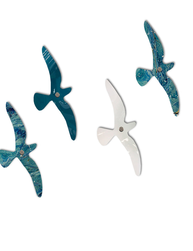 SET PALOMAS 4 PZ HUESO SÓLIDO+ARK PARADISUS + AZUL GRISÁCEO SÓLIDO